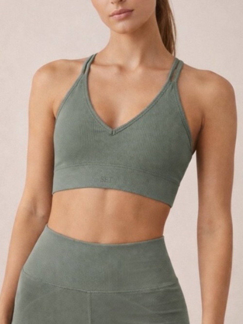 SET Active | Sculptflex Ribbed-V and Leggings Set | Olive